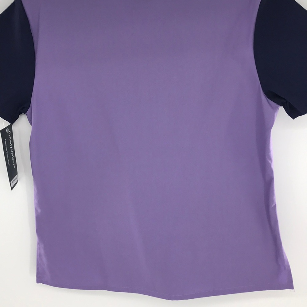 NEW Small Lilac Purple & Navy Blue Scrub Top Vneck - Picture 12 of 13